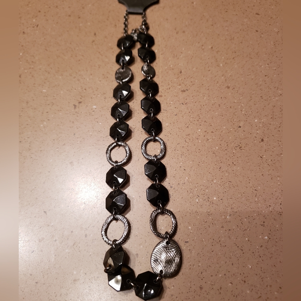 Gun Metal & Black Choker Style Necklace